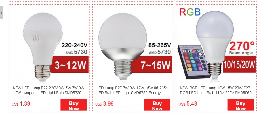 Lampes LED Aliexpress